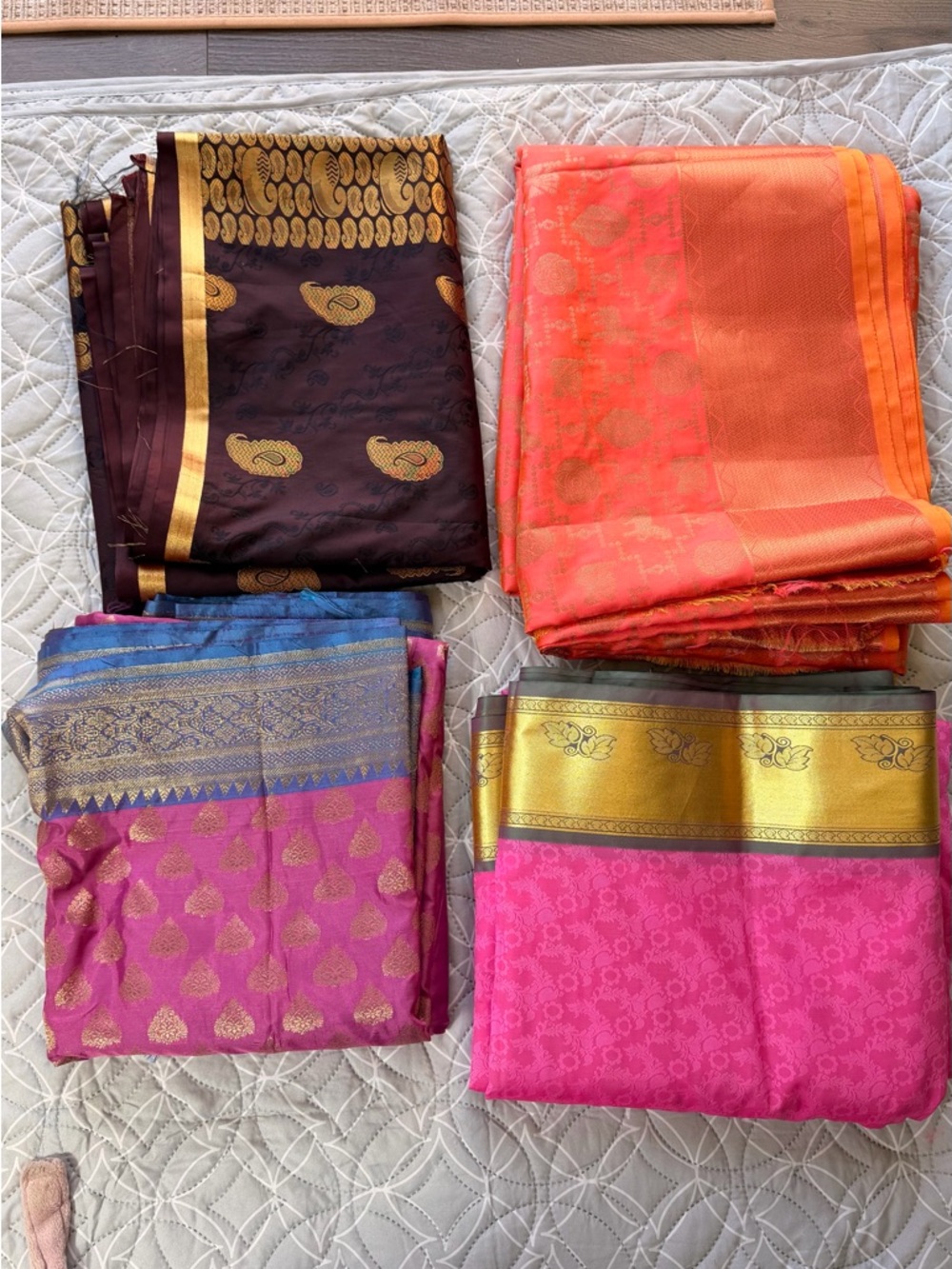 Colorful Silk Saree Bundle - Brown, Orange, Pink, Magenta
